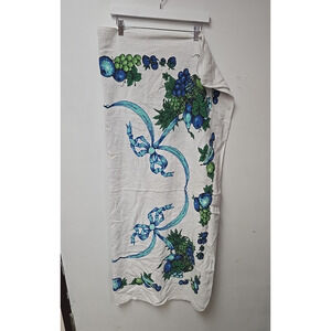 Vtg‎ White Harvest Fruits Print Retro Home Decor Collectible Towel 49"L X42"W